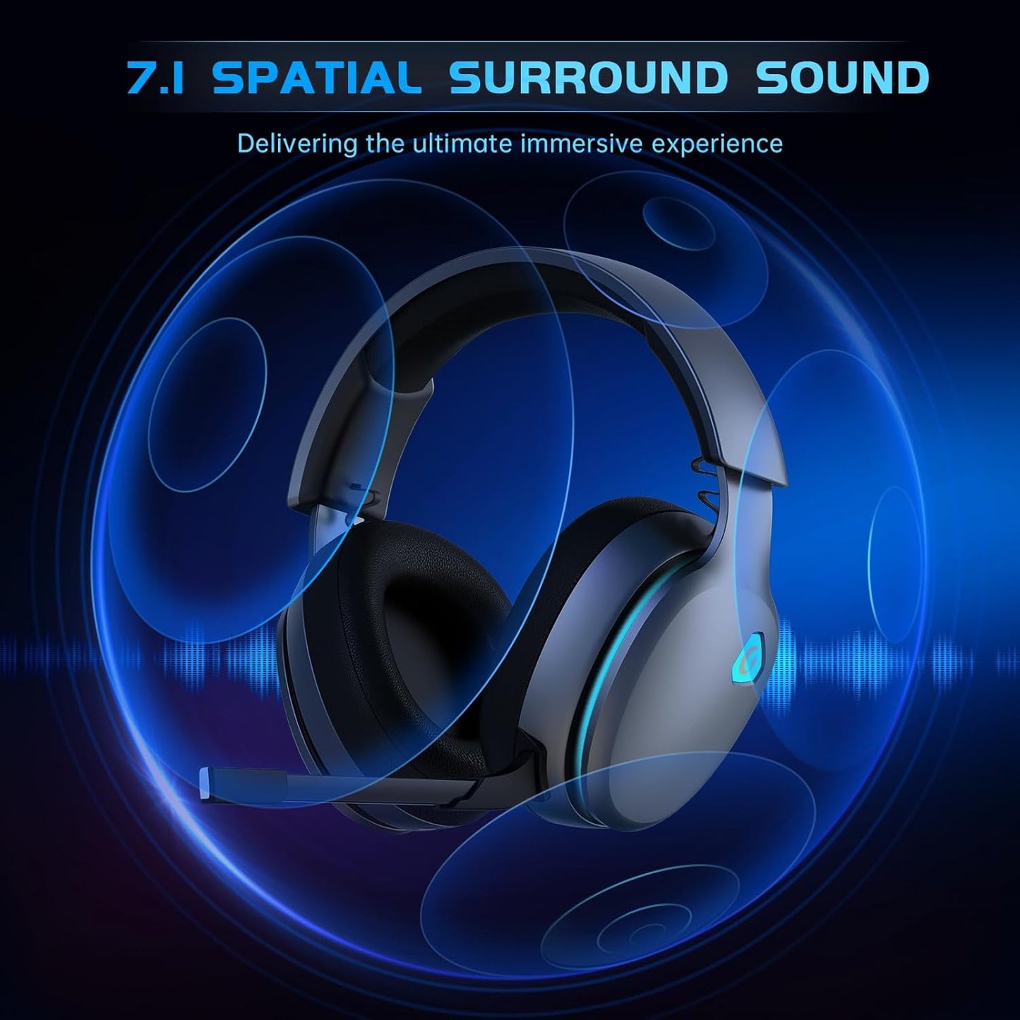 2.4GHz Wireless Gaming Headset for PS5, PS4 Fortnite & Call of Duty/FPS Gamers, PC, Nintendo Switch, 7.1 Surround Sound, Bluetooth 5.3 Gaming Headphones with ENC Mic, 40+Hr Battery - Space Gray