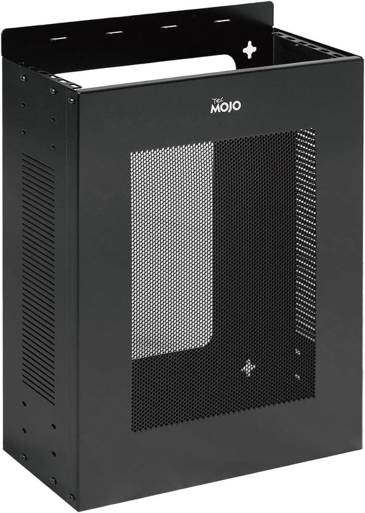 Tecmojo 2U Vertical/Horizontal Wall Mountable Server Rack, with Vented Enclosure for 19" IT Equipment, Cable Modems, Telecom, A/V, Black