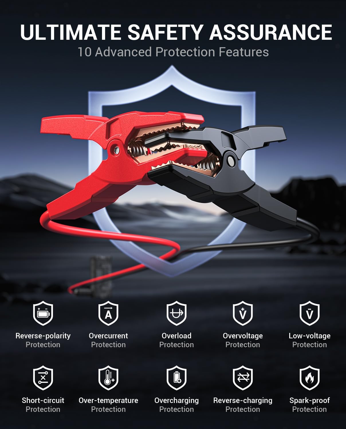 AVAPOW 6000A Car Battery Jump Starter(for All Gas or up to 12L Diesel) Powerful Car Jump Starter with Dual USB Quick Charge and DC Output,12V Jump Pack with Built-in LED Bright Light