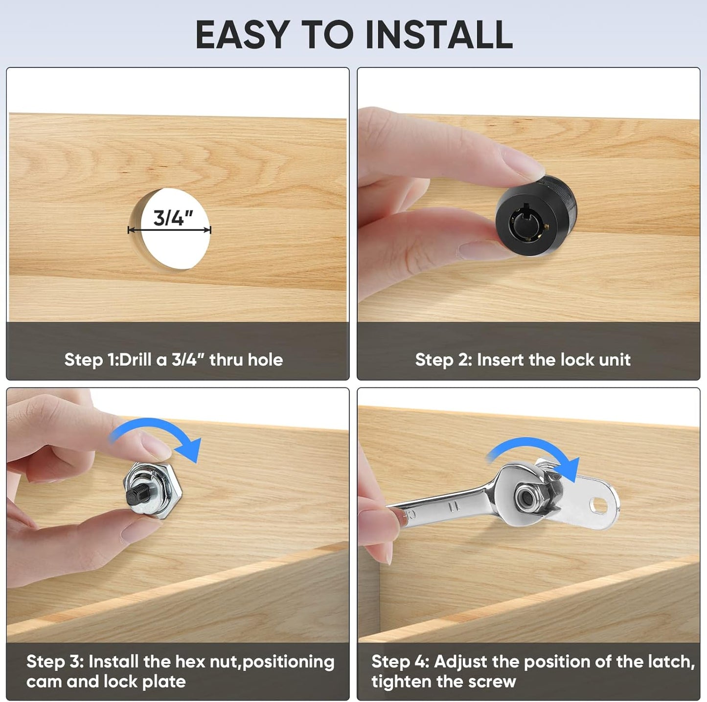 PTEROMY 2 Pack Cabinet Locks with Keys, Heavy Duty Tubular Cam Lock for RV Compartment Storage, Full Set (Chrome, 1-1/2'', 2 Pack)