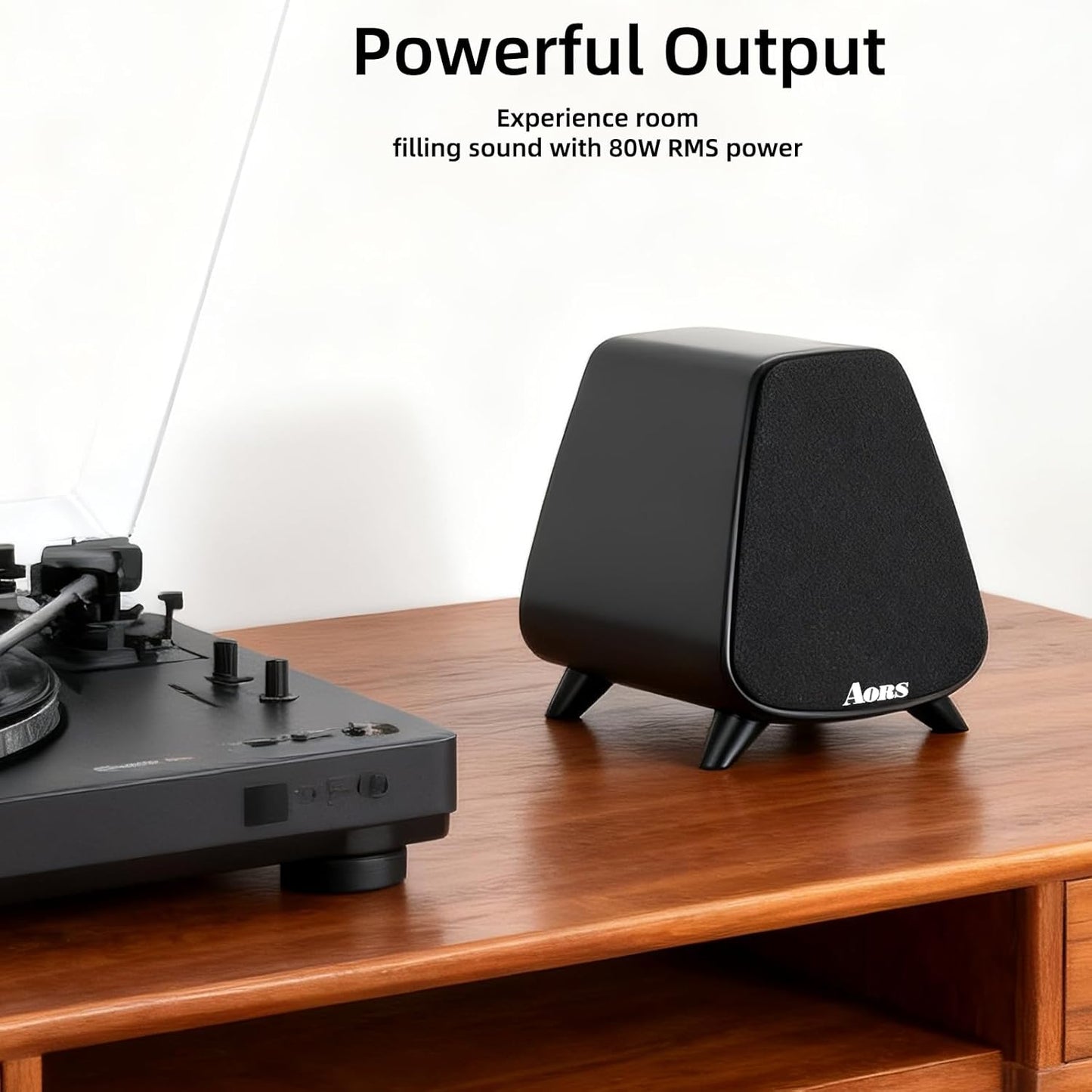 AS31 Active Bookshelf Speakers – 80W RMS 2-Way Stereo / 3″ Long-Stroke Woofer & 20 mm Silk Dome Tweeter – Bluetooth 5.3, RCA + Optical Inputs, Sub-Out & Remote Control – Wooden（Black）