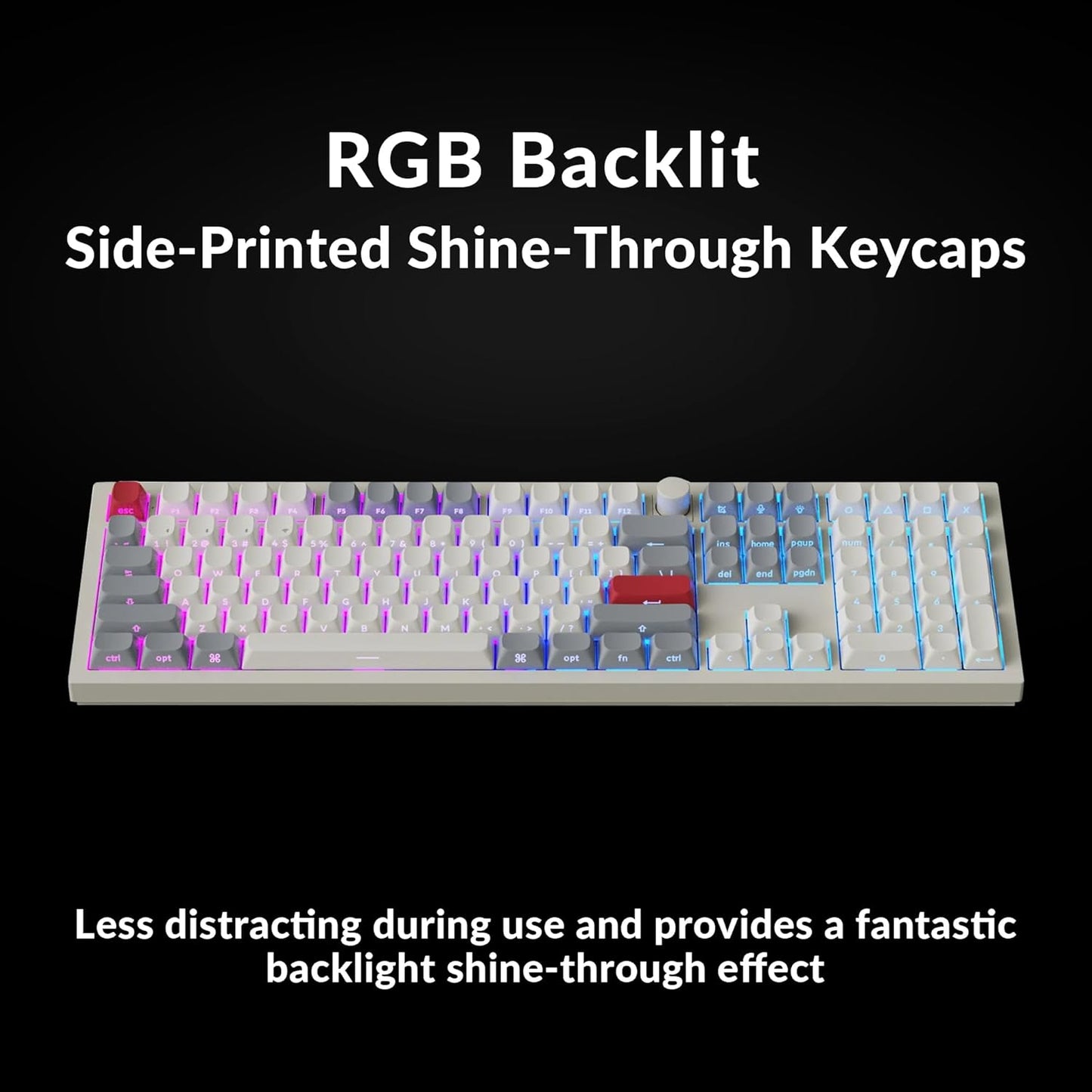 Keychron Q6 Max QMK/LAUNCHER Wireless Bluetooth/2.4 GHz/USB-C Wired Custom Mechanical Keyboard, Full Size Programmable Knob RGB Backlit Hot-Swappable Gateron Brown Switch for Mac Windows Linux - White