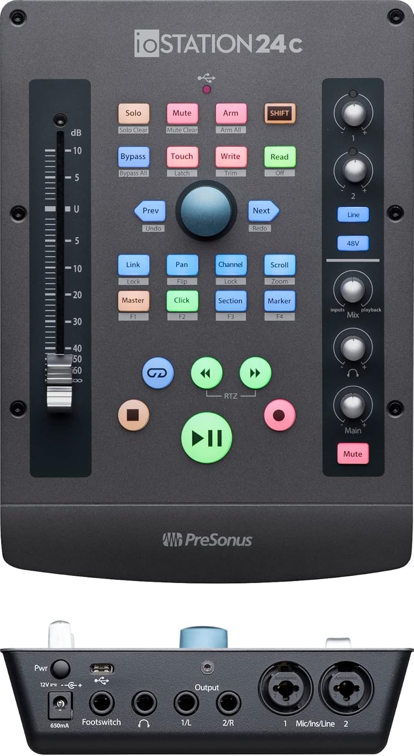 PreSonus ioStation 24c 2x2, 192 kHz, USB Audio Interface and Production Controller with Studio One Artist and Ableton Live Lite DAW Recording Software
