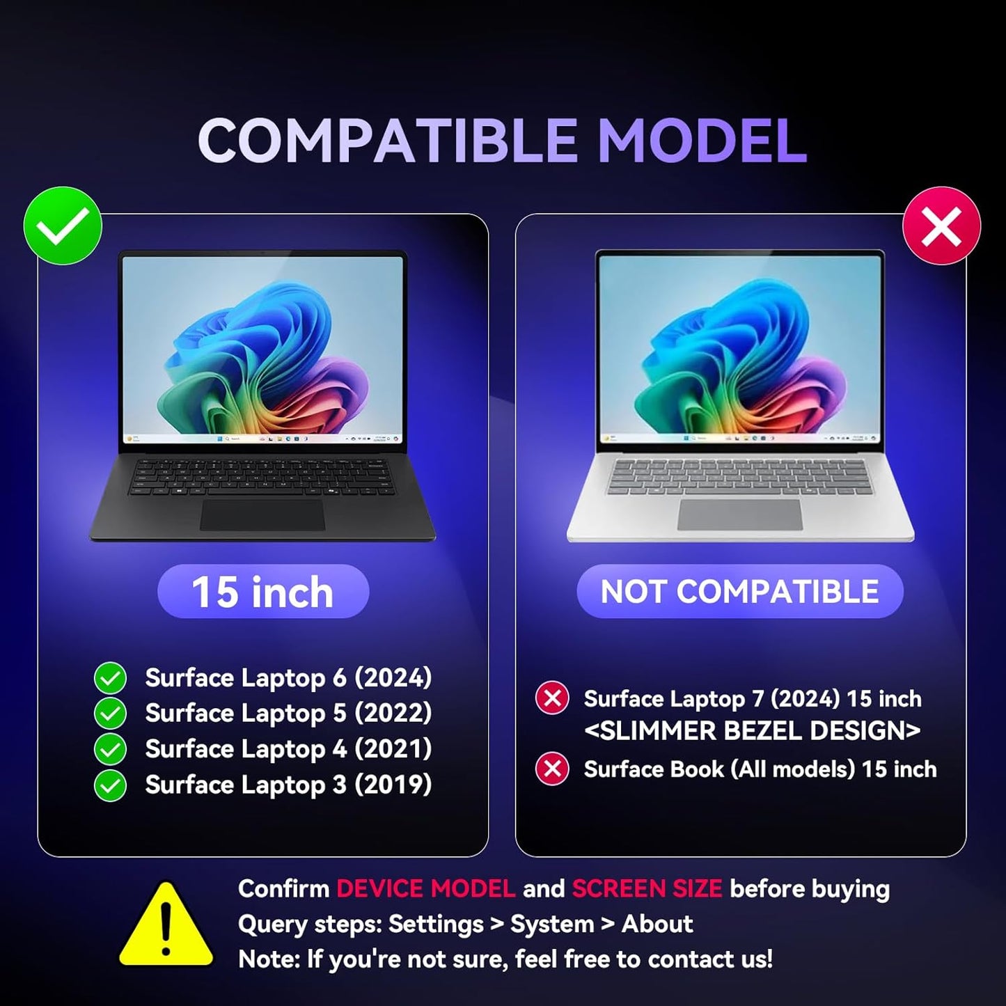 Privacy Screen for Surface Laptop 6/5/4/3-15 Inch, Removable Computer Screen Anti-Spy Filter Shield for Microsoft Surface Laptop 15in