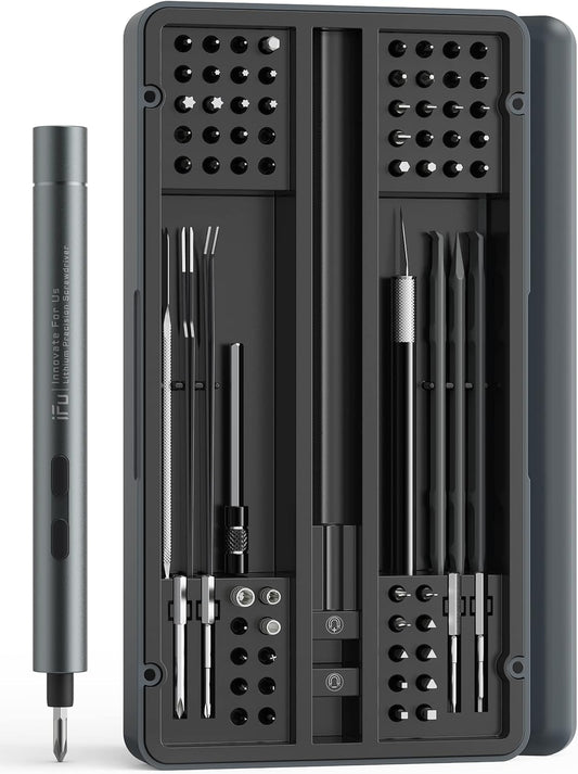 iFu Mini Electric Screwdriver, 90 in 1 Precision Screwdriver Set – Small Cordless Power Screwdriver with LED Light & 64 Magnetic Bits, Repair Tool for Phone Laptop Camera Watch Computer