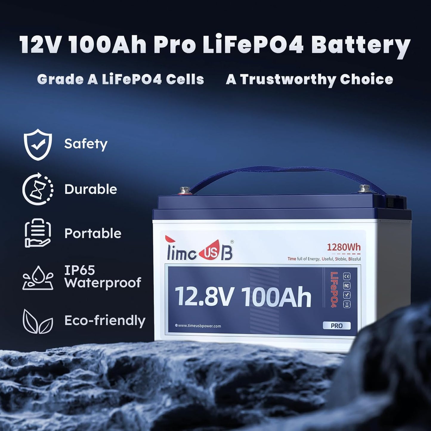 12V 100Ah Pro LiFePO4 Battery, Grade A Battery Cells, 3 Pack Group 31 Deep Cycle Lithium Battery, Built-in 100A BMS,10-Year Lifetime, Perfect for RV, Solar Home System and Off-grid Application