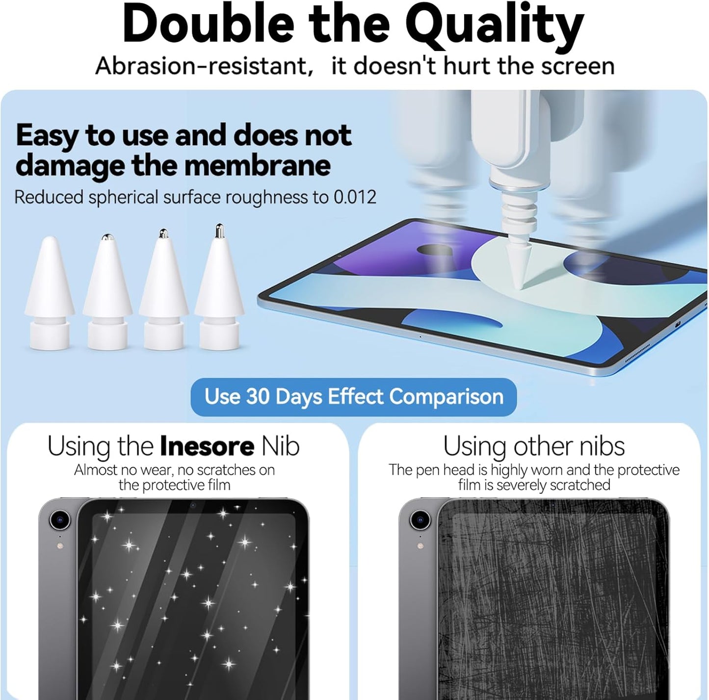 (4 Pack) Replacement Tips for Apple Pencil 2nd Generation and Pencil 1st Generation,Inesore Upgraded Apple Pencil Tips Accessories Compatible with Apple Pencil 2 Generation iPad Pro Pencil Nib