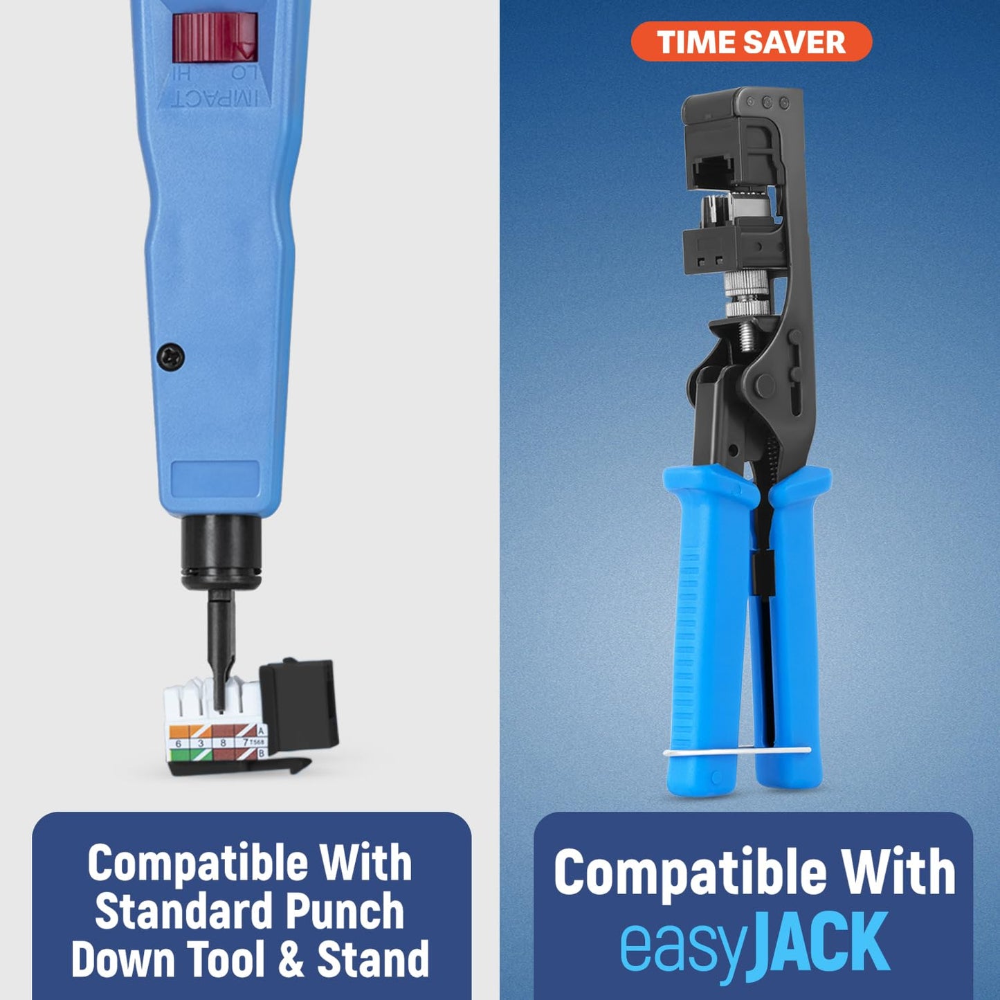 Everest 90° Angled RJ45 Cat5e Keystone Jacks 10-Pack in Black - Slim Profile Female RJ45 Connectors - Cat 5e Keystone Jack - Compatible with 90° Angled Speed Termination Tool - easyJACK (B094WB91H3)