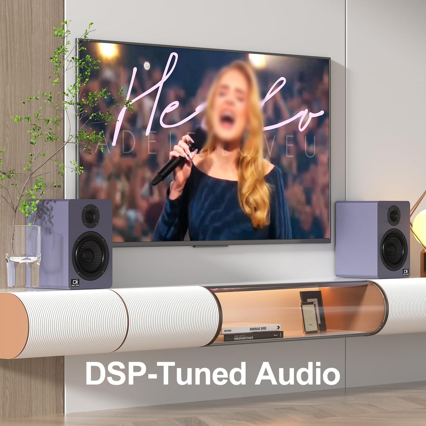 60W Computer Speakers for Desktop PC, DSP, Bluetooth 5.3, 24-Bit Optical, USB-C, AUX, Silk-Dome Tweeter, Carbon-Fiber Driver, Desk Speakers for Laptop/Mac/Monitor, Slate Blue