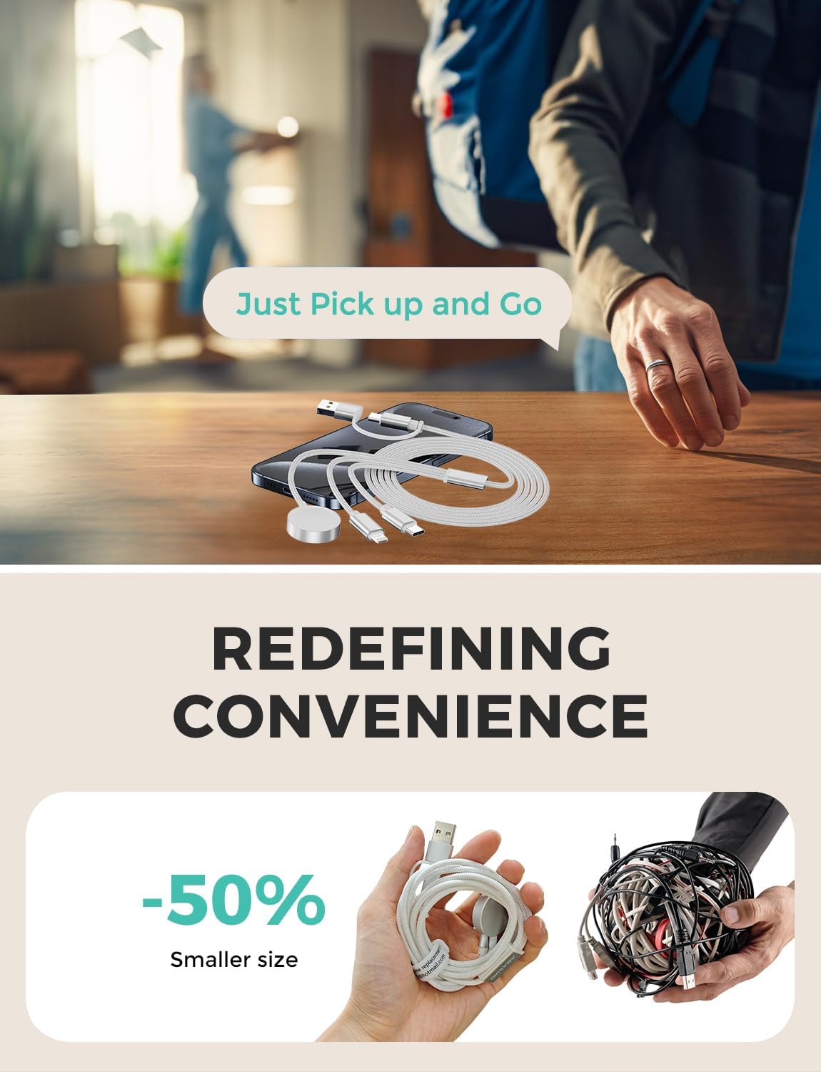 White-Upgraded 3 in 2 USB C Cable for Watch Charger Phone Charger USB C Multi Fast Charging Cable Compatible with Watch Ultra/SE/10/9/8/7/6/5/4/3/2/1 & Phone 16/15/14/Galaxy S23-4FT