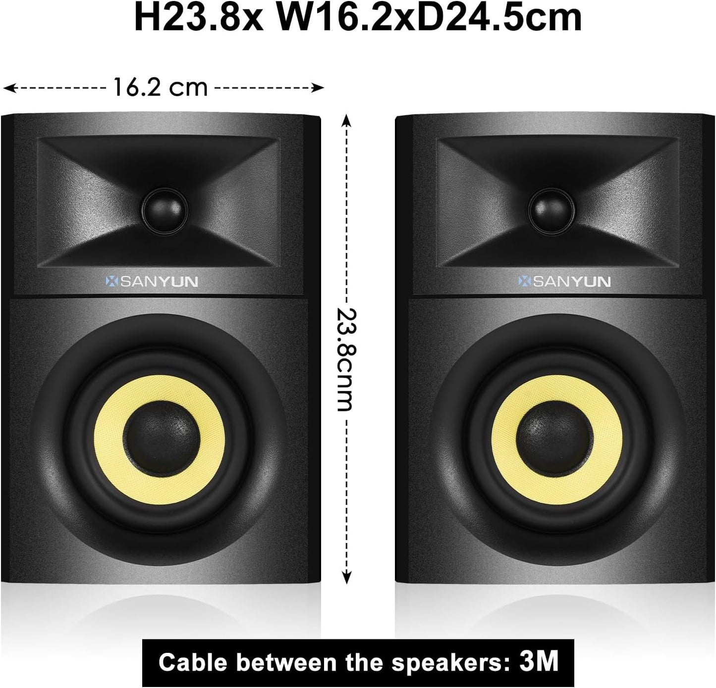 SW205 4" Bookshelf Speakers | Immersive HiFi Audio with Virtual Surround | Flagship DAC/DSP Engine | Geometric Diffusion Cabinet | 80W, Bluetooth 5.4/Optical/AUX Inputs, Wireless Remote, Black
