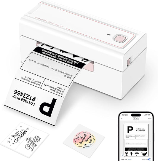 Bluetooth Thermal Shipping Label Printer, Wireless 4x6 Shipping Label Printer for Packages, High-Speed Thermal Printer Compatible with Android, iOS & Windows for Amazon, Ebay, Shopify, USPS