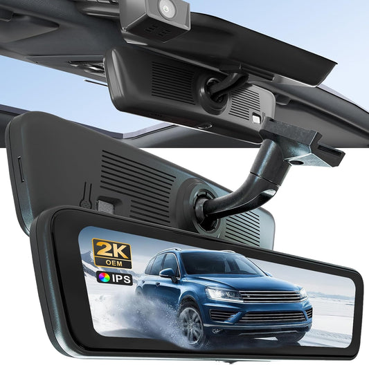 8.2″ OEM Rear View Mirror Camera, Dash Cam, Detached Front Lens, 2K, IPS Screen, Night Vision, Parking Monitor, 32GB SD, for Trucks, Vans, SUVs