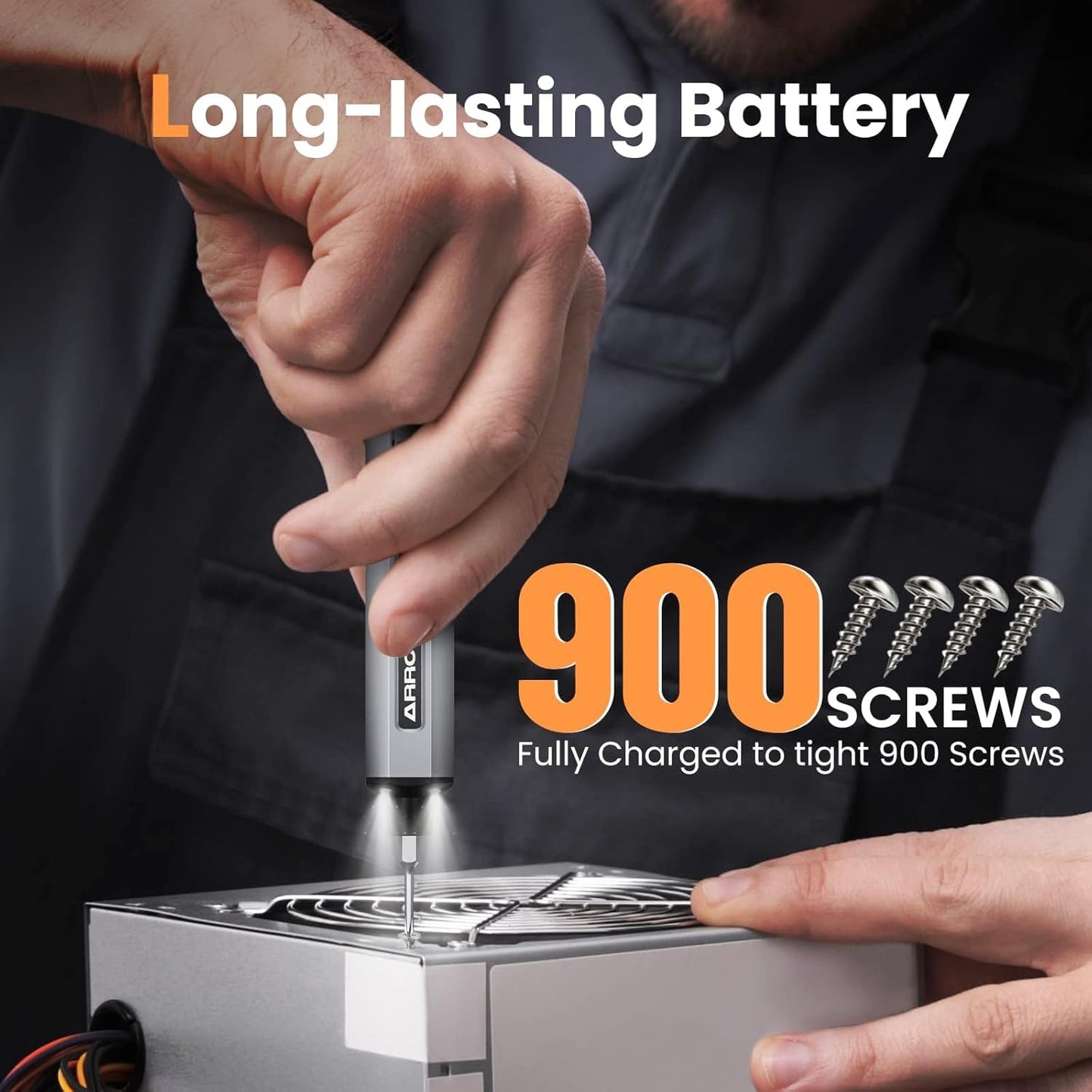 AM ARROWMAX Mini Electric Screwdriver, 4 Torque Settings Precision Screwdriver w/ 34 Magnetic Bits, Magnetic Storage, 5/32''Hex, Repair Tool Set for Phone Camera Laptop Watch (SES) Gray