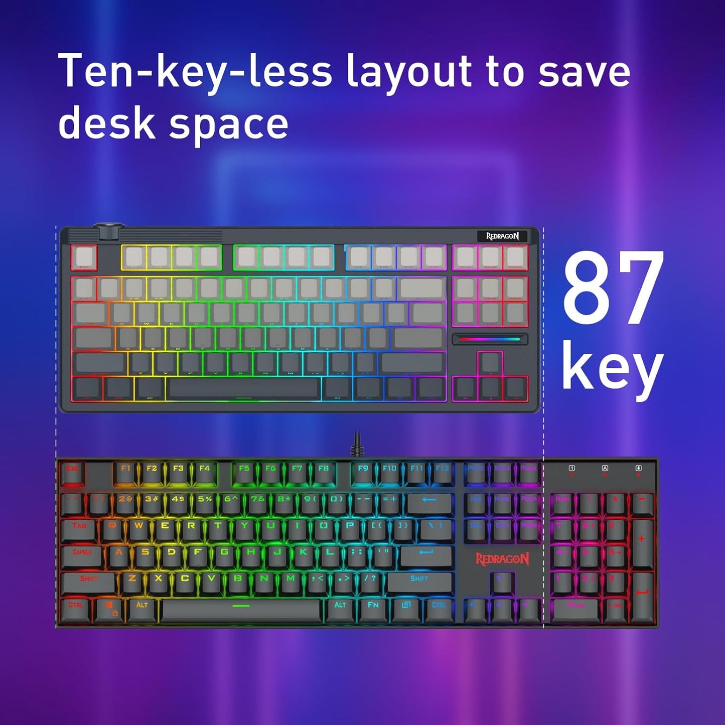 Redragon K729 PRO 80% Wireless Gasket RGB Gaming Keyboard, 3-Mode TKL Mechanical Keyboard w/Knob Control, Gradient PBT Keycaps, Hot-Swap South-Facing Socket & 5-Layer Dampener, Custom Silent Switch