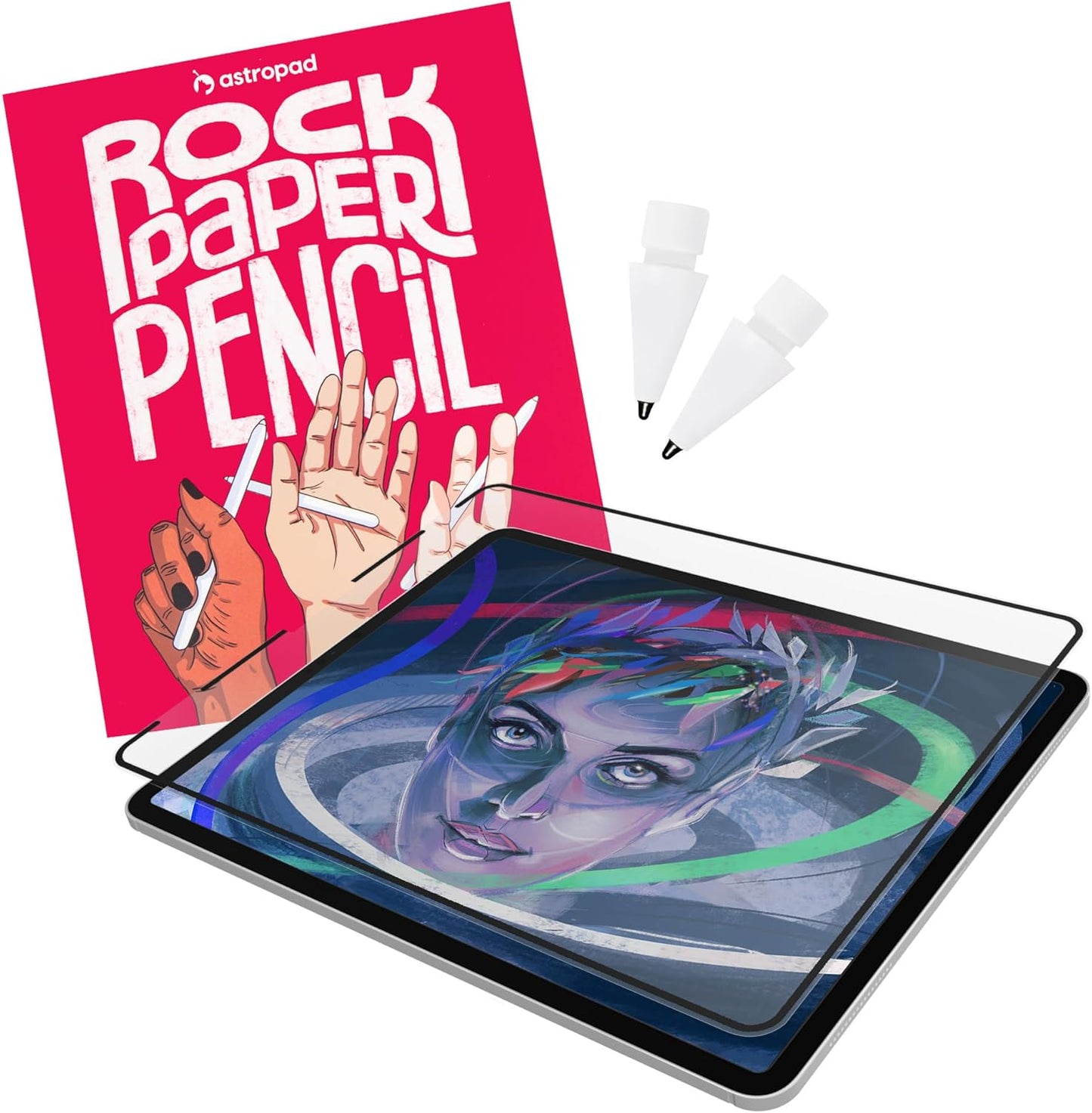 Astropad Rock Paper Pencil v2.0 – Paper Screen Protector for iPad Pro 12.9 inch (Gen 3-6) + Apple Pencil Tips Replacement 2 Pack – Compatible with Apple Pencil 1st/2nd Gens