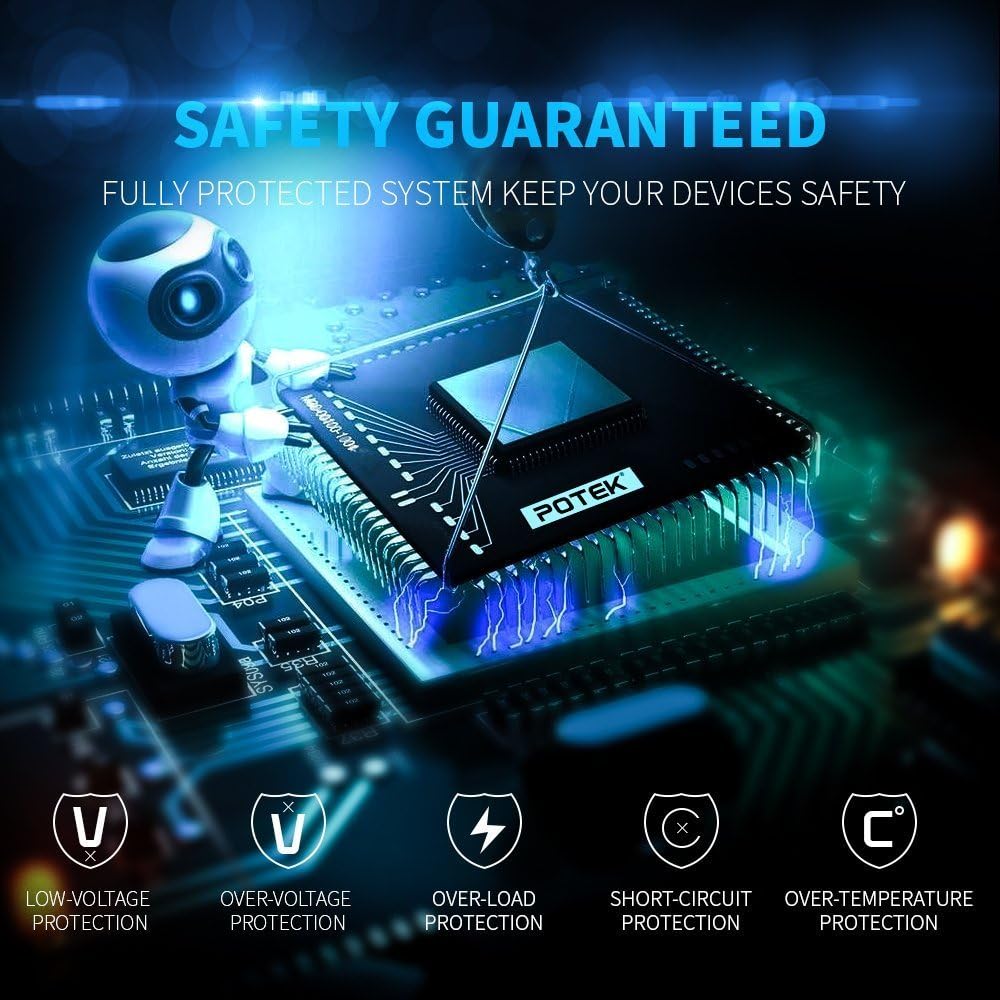 Potek 500w power inverter DC 12V to AC 110V Car Adapter with 2 5V/2A usb charging output