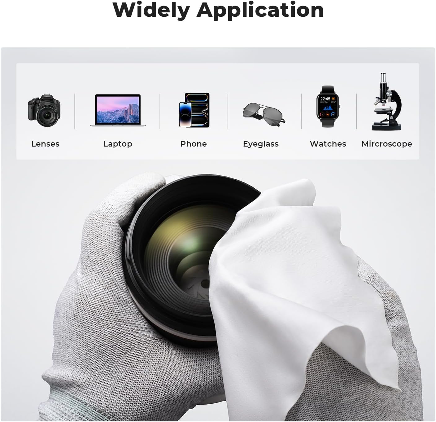 K&F CONCEPT 3 Pack Microfiber Cleaning Cloths, 6x6in Glasses Cleaning Cloths, Premium Camera Lens Cloth for Photography, Glasses, Screens & More