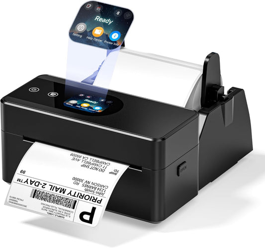 Bluetooth Shipping Label Printer with Touchscreen – Upgraded 4x6 Thermal Printer for Small Businesses & Shipping Packages, Compatible with Phone, PC and Tablet, Widely Used for Amazon, Shopify, Etsy