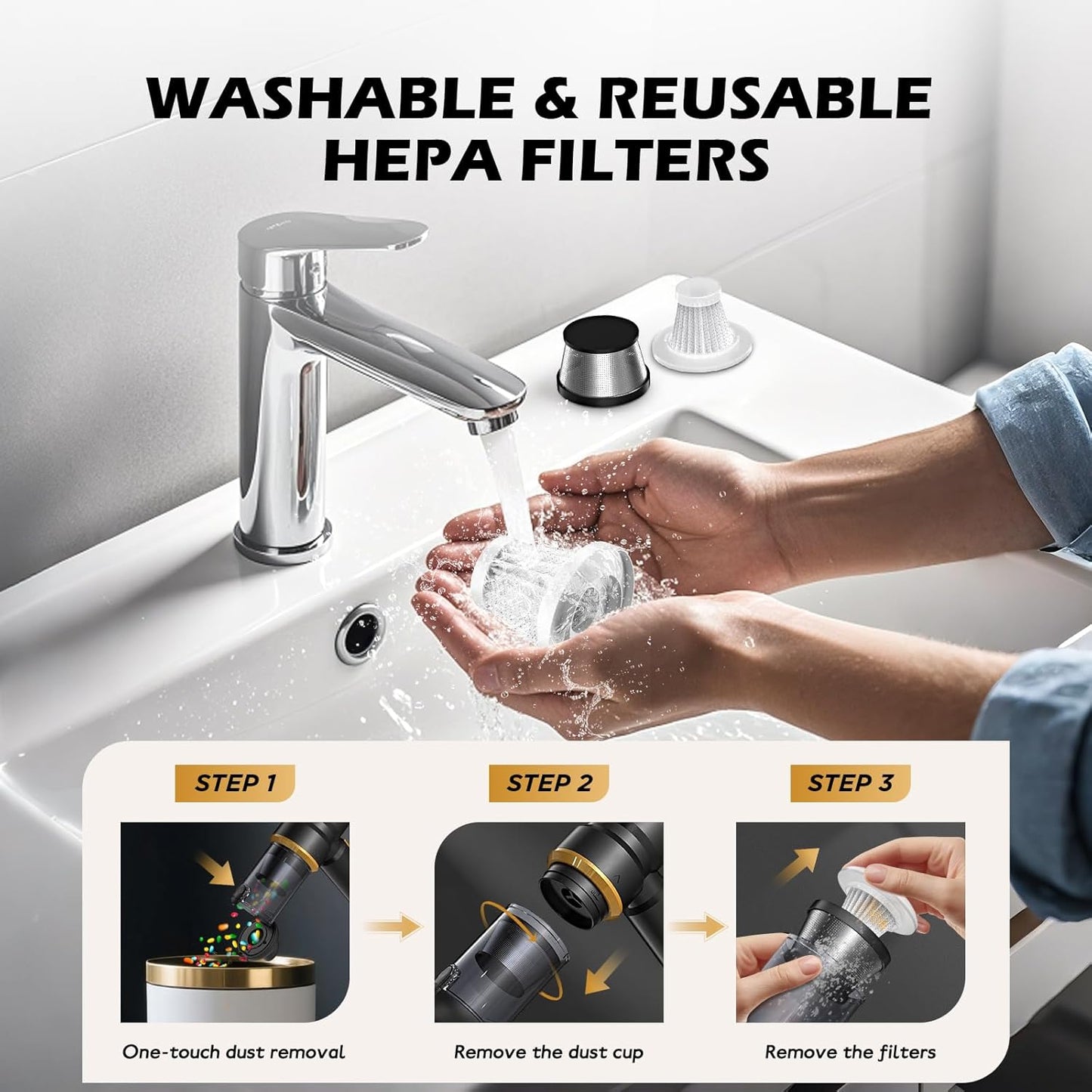 Handheld Car Vacuum Cleaner Cordless, Portable Small Car Vacuum with 16000PA Strong Suction, 4-in-1 High Power Vacuum Cleaner & Air Duster with 2 Batteries, Mini Handheld Vacuum for car,home,office