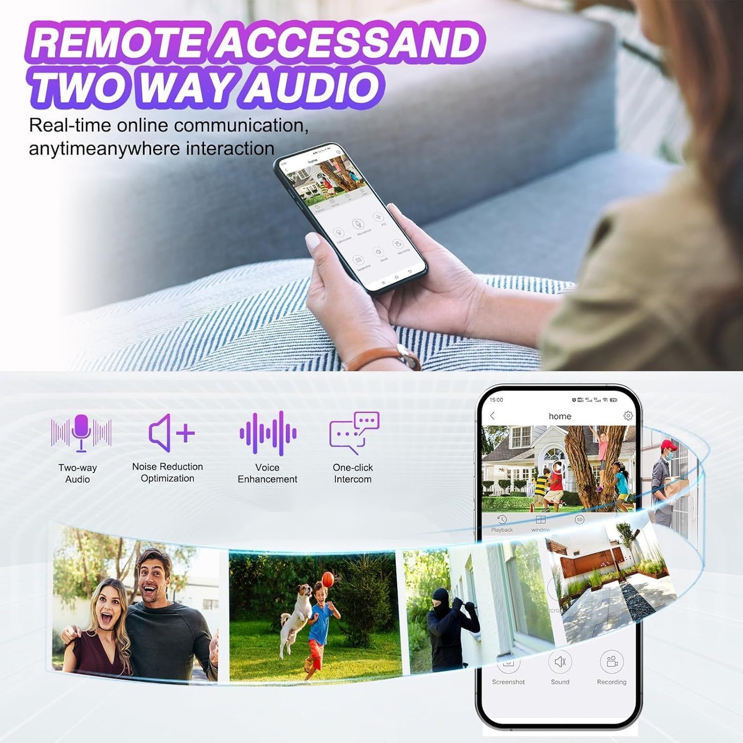 5MP PTZ Security System:CKK 4 PCS Wireless Cameras with 1TB HDD,10-Channel NVR,5G/2.4G WiFi, 2-Way Audio,4K Color Night Vision, Floodlights, Siren, AI Human Detection, Auto Tracking, 24/7 Surveillance