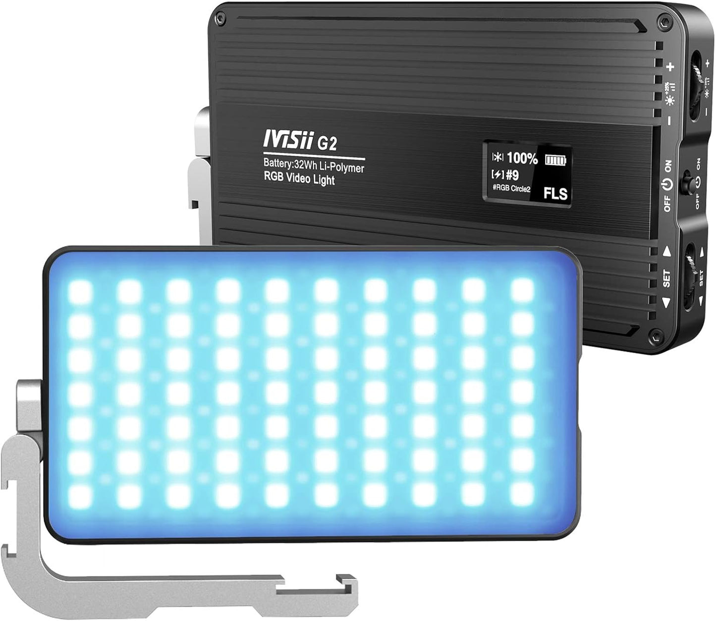 G2 RGB Portable On Camera Light, Built-in 4300mAh Lithium Battery Video Conference Lighting, 2600-10000K 12W Full Color LED Light Panel for Photography, Studio, Wedding Shooting