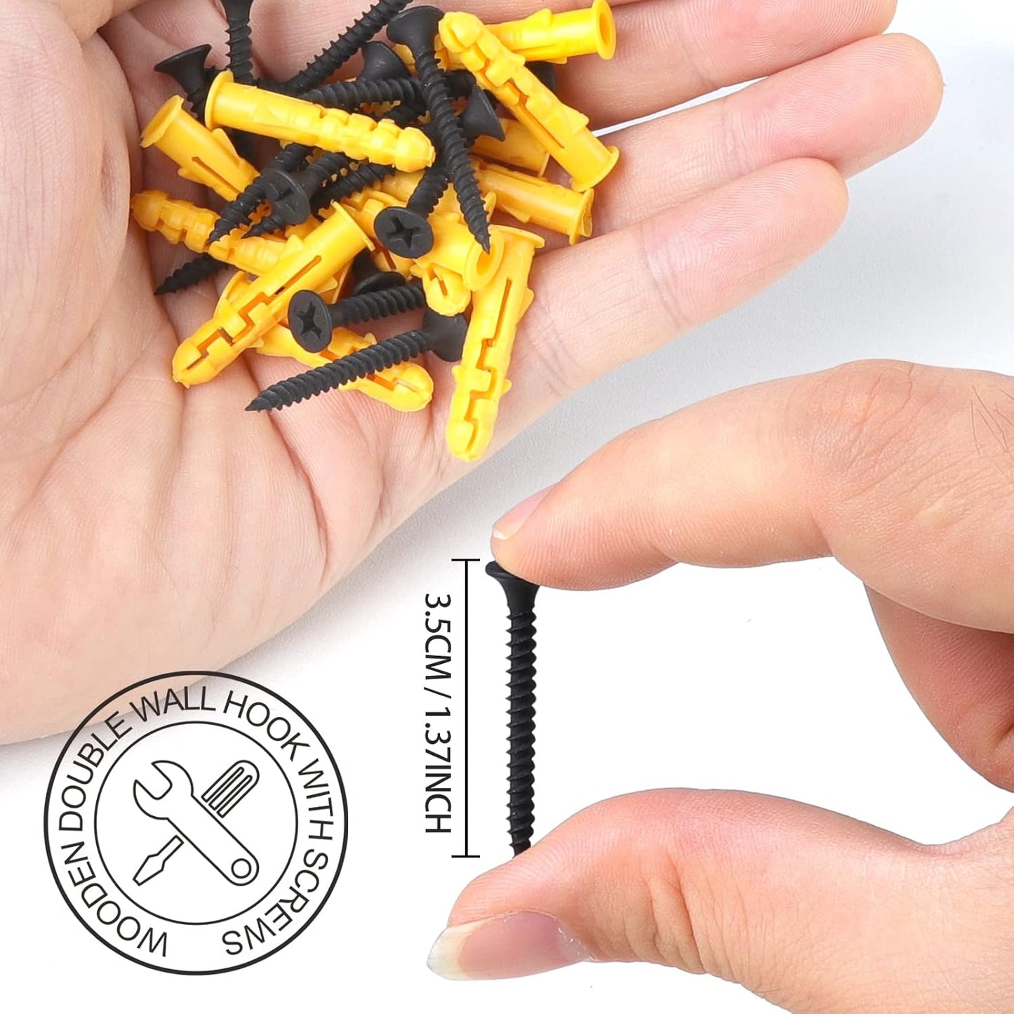 HNYYZL Wooden Wall Hooks, 6 Pack Wood Hooks Wall Mounted, Modern Coat Hooks, Heavy Duty Double Hooks with Metal Black Screws, Wood Wall Hooks Organizer for Hanging Coat, Hat, Scarf, Bag, Towel