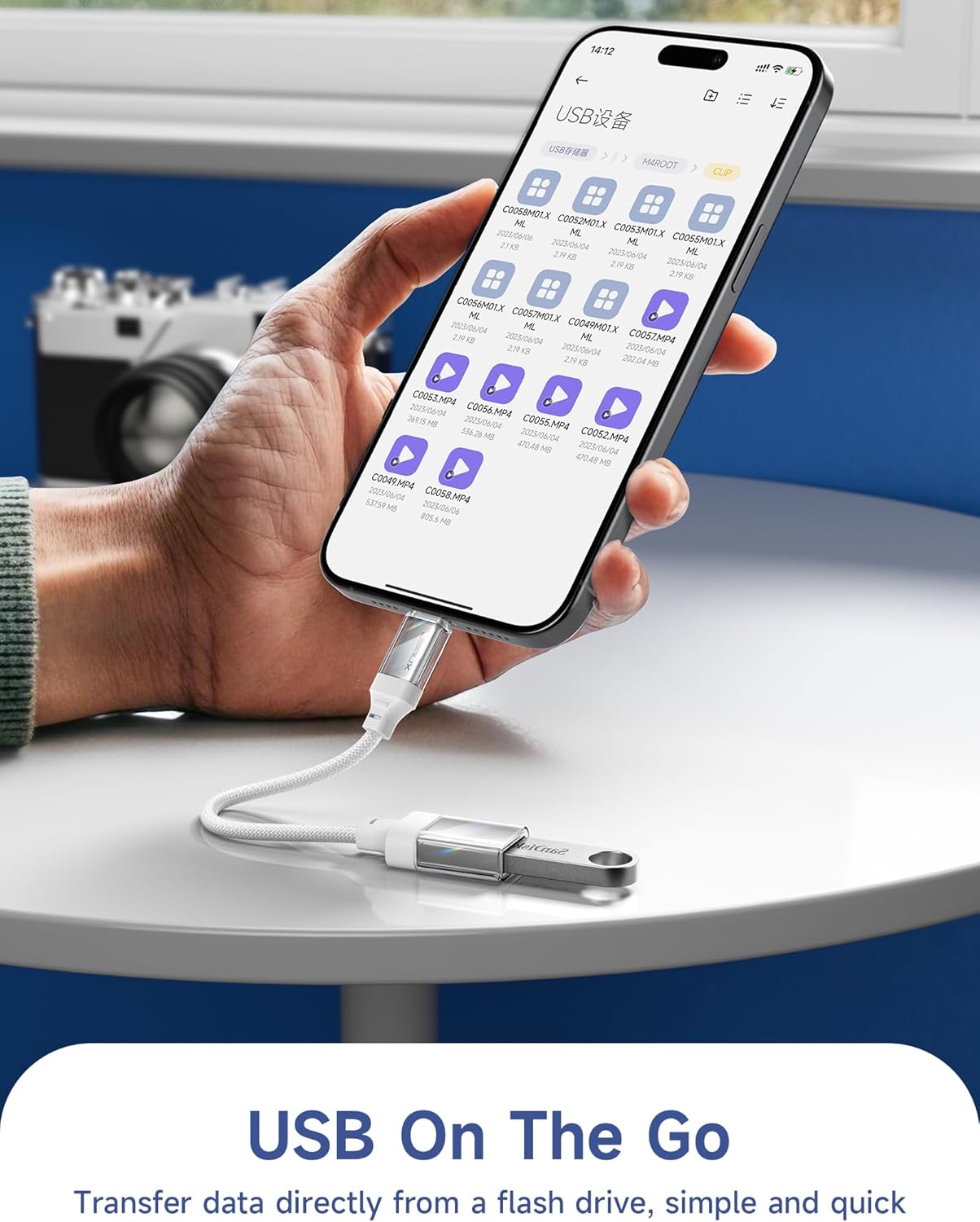 JSAUX USB to USB C Adapter [2 Pack], USBC OTG Adapter Compatible with MacBook Pro/Air, iPhone 15 Pro Max, Samsung Galaxy S24/S23/S22/S21 and More USB C Devices-Crystal White