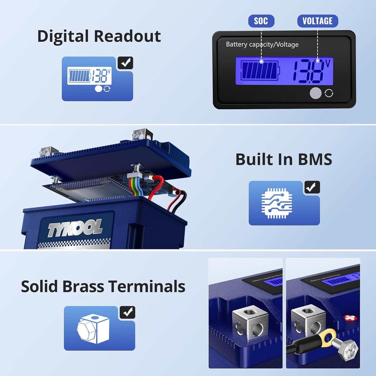 YTX12-BS High Performance LiFePO4 Lithium Motorcycle Battery,360CCA,12V 6Ah,Digital Readout,Fits for Honda TRX250 Recon,Suzuki LT-F250 Ozark,BRP (CAN-AM) DS250 ATV,Polaris RZR UTV,Vespa 300cc Scooter