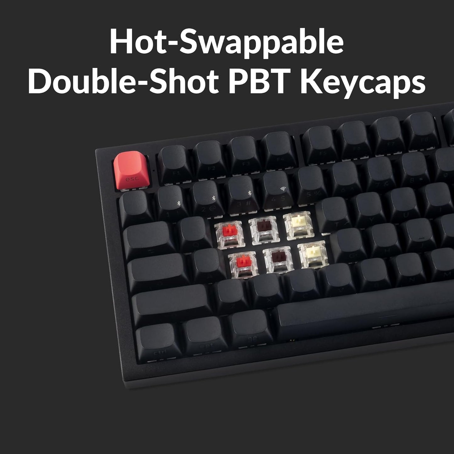 Keychron Q6 Max QMK/LAUNCHER Wireless Bluetooth/2.4 GHz/USB-C Wired Custom Mechanical Keyboard, Full Size Programmable Knob RGB Backlit Hot-Swappable Gateron Brown Switch for Mac Windows Linux - Black