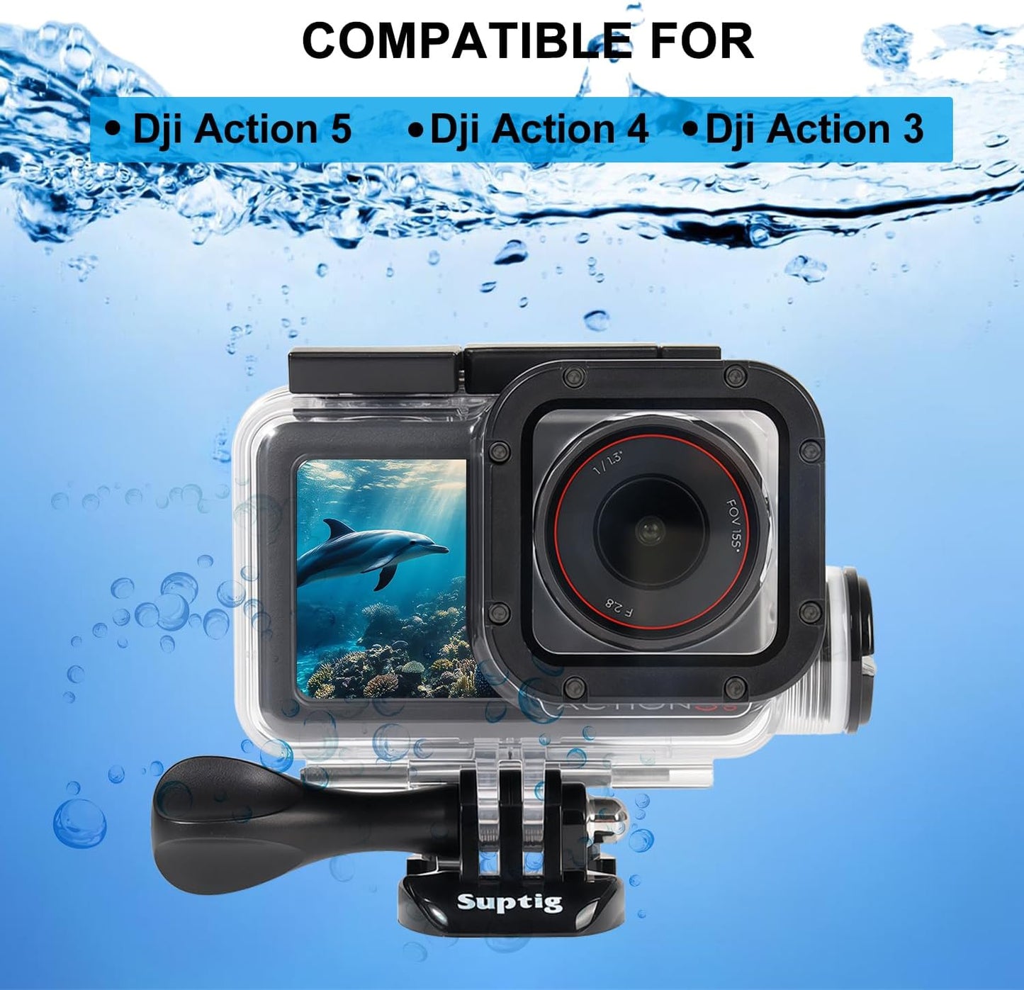 Suptig Waterproof Case Compatible for DJI Action 5/4/3, Waterproof Up to 164ft(50 Meters)
