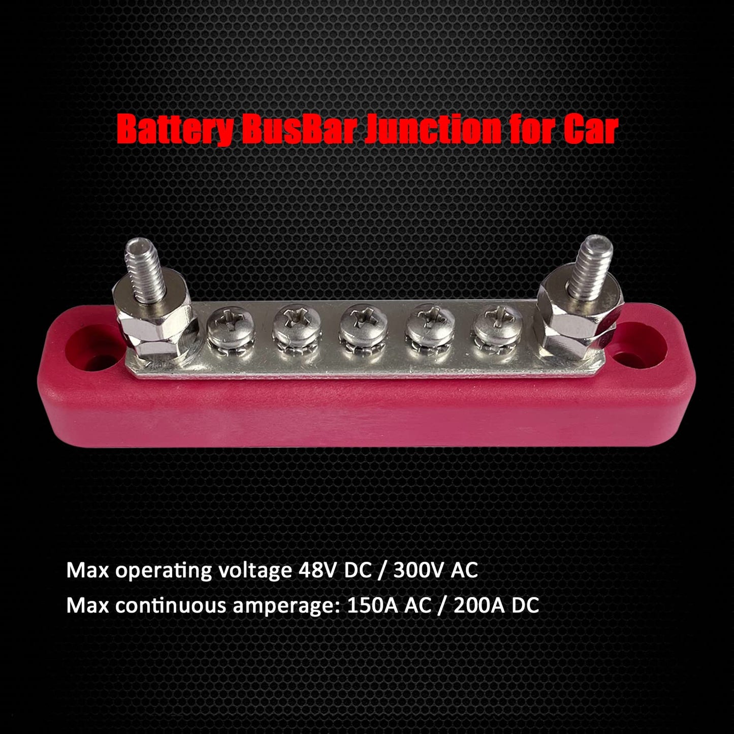 2 x #10 (M5) Studs Power Distribution Block with 5 x #8 (M4) Screws, Ampper 4.2" Bus Bar 12V Power Distribution Terminal Block Battery Busbar for Car Audio Solar (Red)