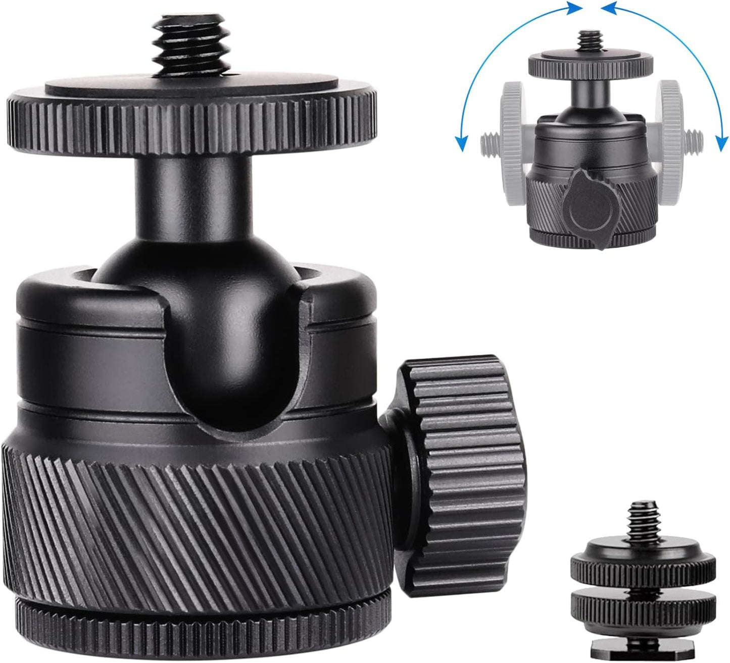 Mini Ball Head, CNC All Metal Aluminum Universal Panoramic Tripod Head Mount for Compact DSLR Action Cam Phone LED Ring Light Monopod Slider, 4.4lb Max Load