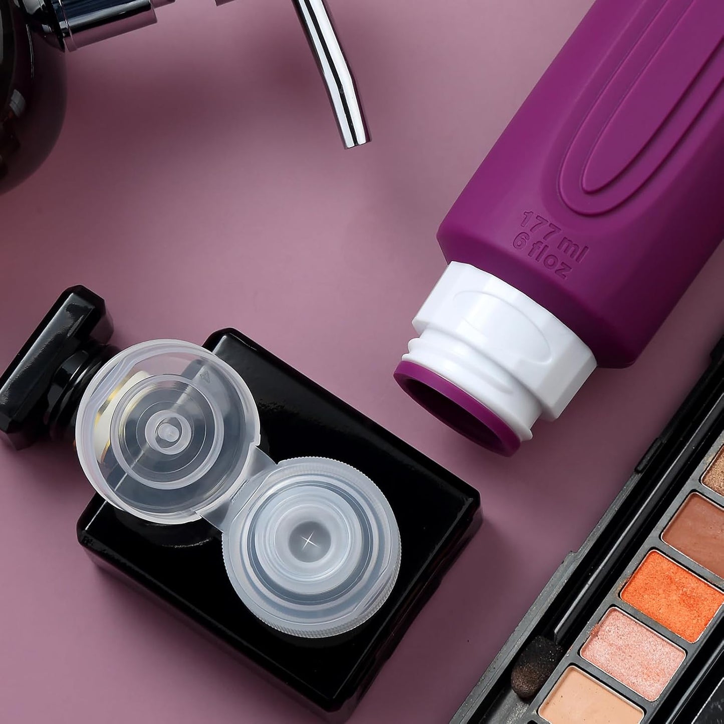 Travel Bottles for Toiletries, Large 6oz Oversize Containers, BPA Free Leak Proof Tubs Refillable Liquid Traveler Accessories with Toiletry Bag for Cometic Shampoo and Lotion Soap (4 Pack)