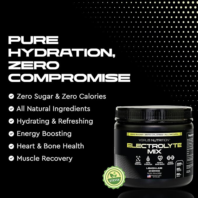Electrolytes Powder No Sugar- Zero Calorie Hydration Powder | Sugar Free Electrolytes for Fasting, Keto & Vegan | Natural Ingredients Electrolyte Mix for Energy Boost, 60 Servings