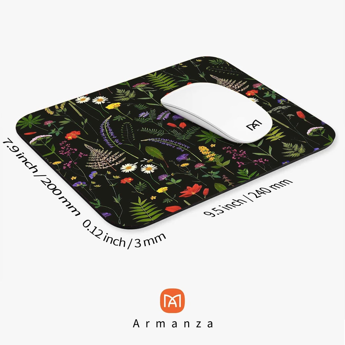 Square Mouse Pad Flowers,Personalized Premium-Textured Custom Mouse Mat Design,Washable Mousepad Cloth,Non-Slip Rubber Base Computer Mouse Pads for Wireless Mouse