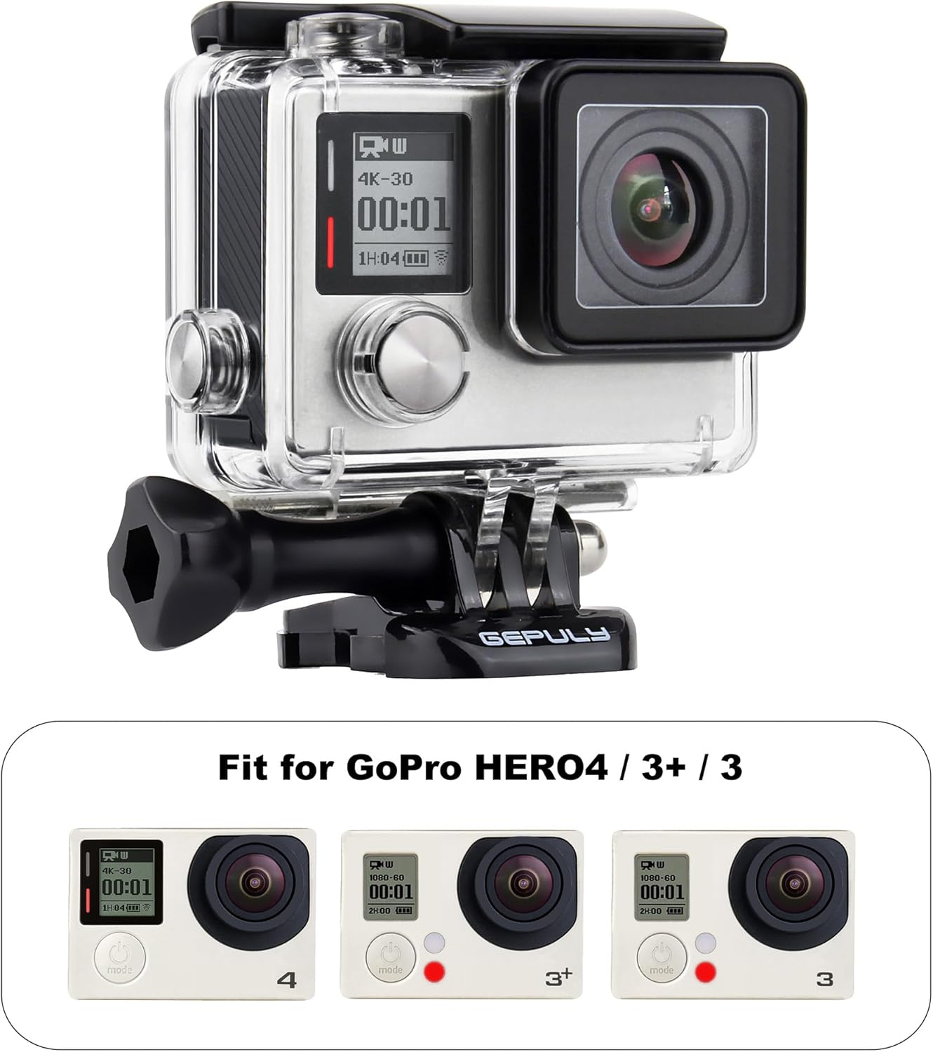 Waterproof Housing Case for GoPro Hero 4 Black, Hero 4 Silver, Hero 3+, Hero 3 Underwater Photography - Waterproof Up to 131 ft (40M) - with Quick Release Mount, Thumb Screw