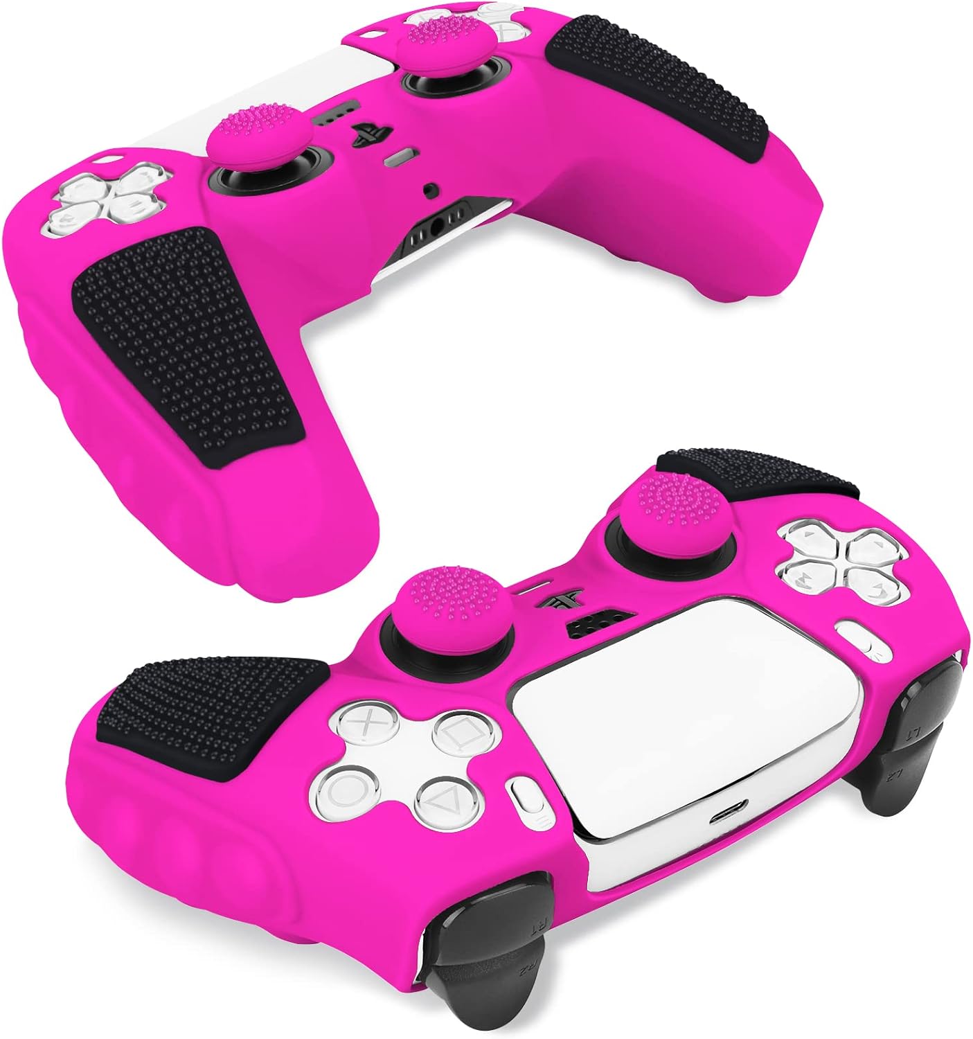 SIKEMAY Anti-Slip PS5 Controller Skin, Soft Thicken Non-Slip Studded Silicone Gel Grip Protective Cover Case for PlayStation 5 Controller Grip, 2 Pack with 8 x Thumb Grip Caps