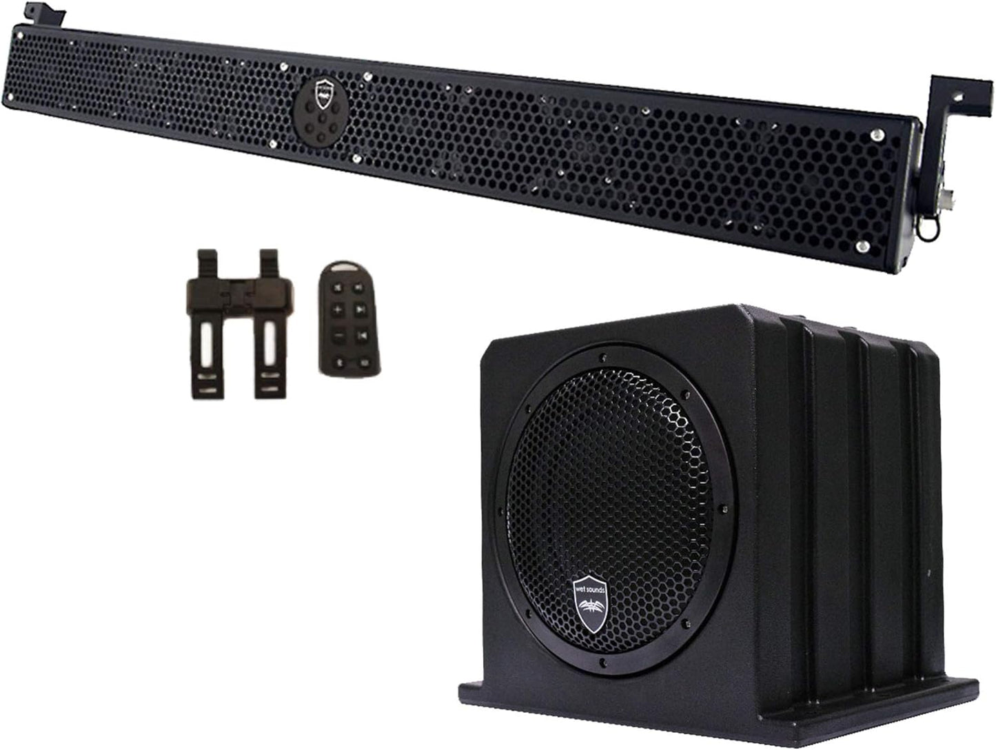 wet sounds Package - Black Stealth 10 Ultra HD Sound Bar w/Remote and AS-10 10" 500 Watt Powered Stealth Subwoofer