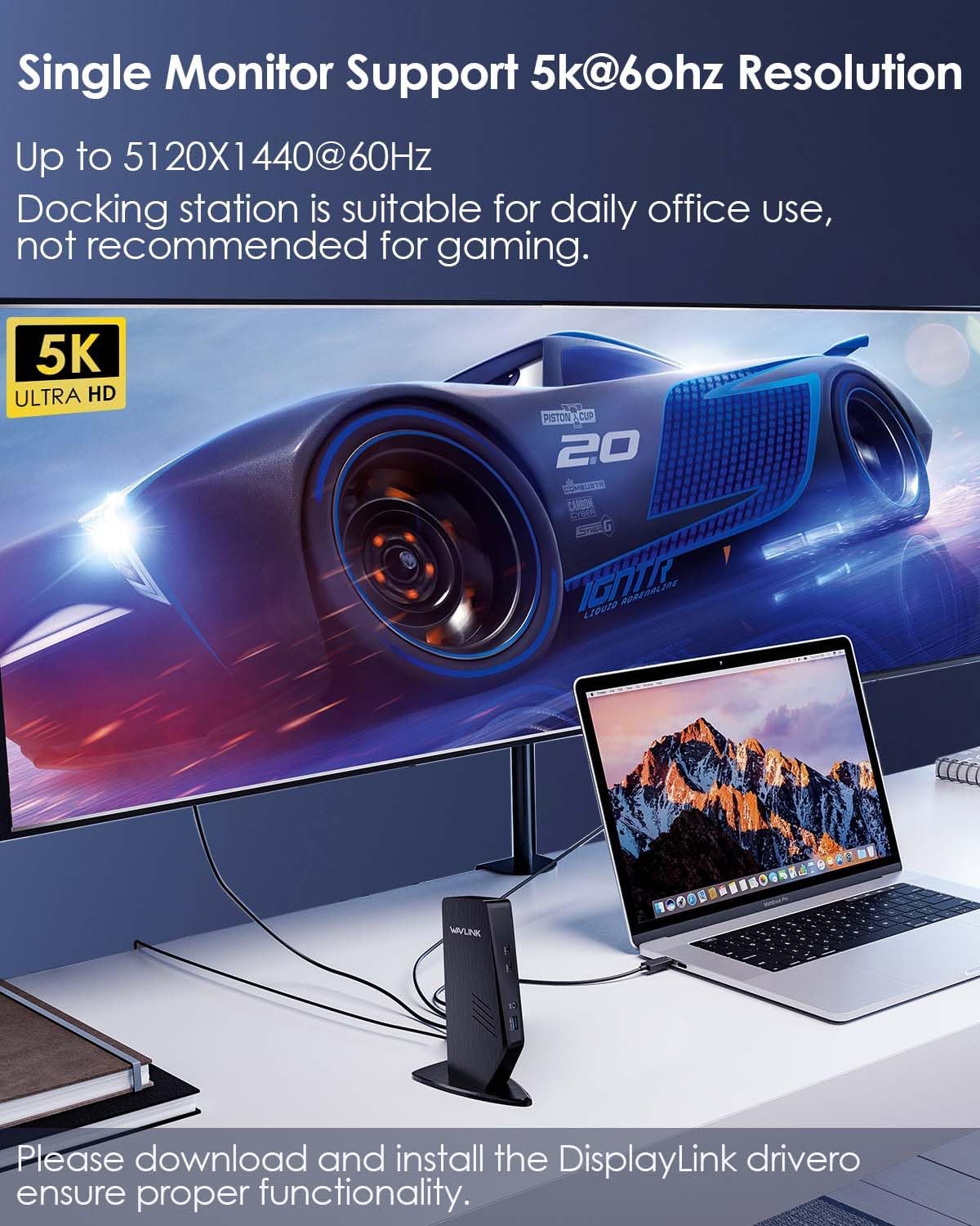 WAVLINK USB 3.0 and USB-C Universal Laptop Docking Station with 65W, Dual Monitor Docking Station for Windows or Mac, 4K HDMI (2 HDMI,2 Display Ports,3 USB-A, 2 USB-C, Ethernet, Audio&Mic)