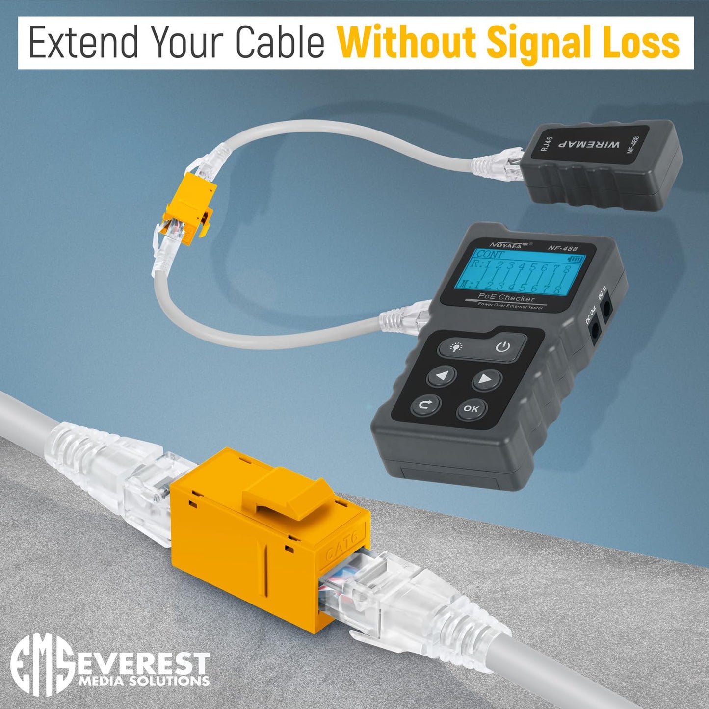 Everest RJ45 CAT6 Keystone Coupler in Yellow (48-Pack) - RJ45 Coupler - Cat6 Keystone Jacks