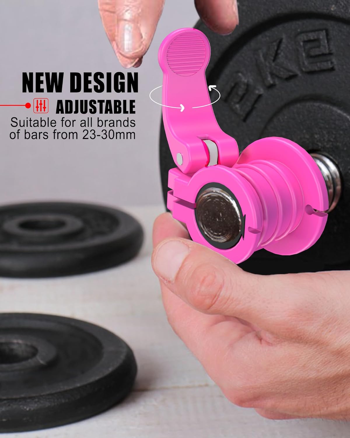 Barbell Clips 1 Inch Quick Release Weight Clamps 0.9-1.18inch Multi-Size Adjustable Olympic Clamps for Bars