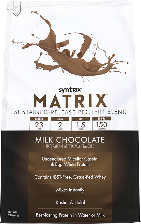 Syntrax Nutrition Matrix Protein Powder, Sustained-Release Protein Blend, Milk Chocolate, 2 lbs