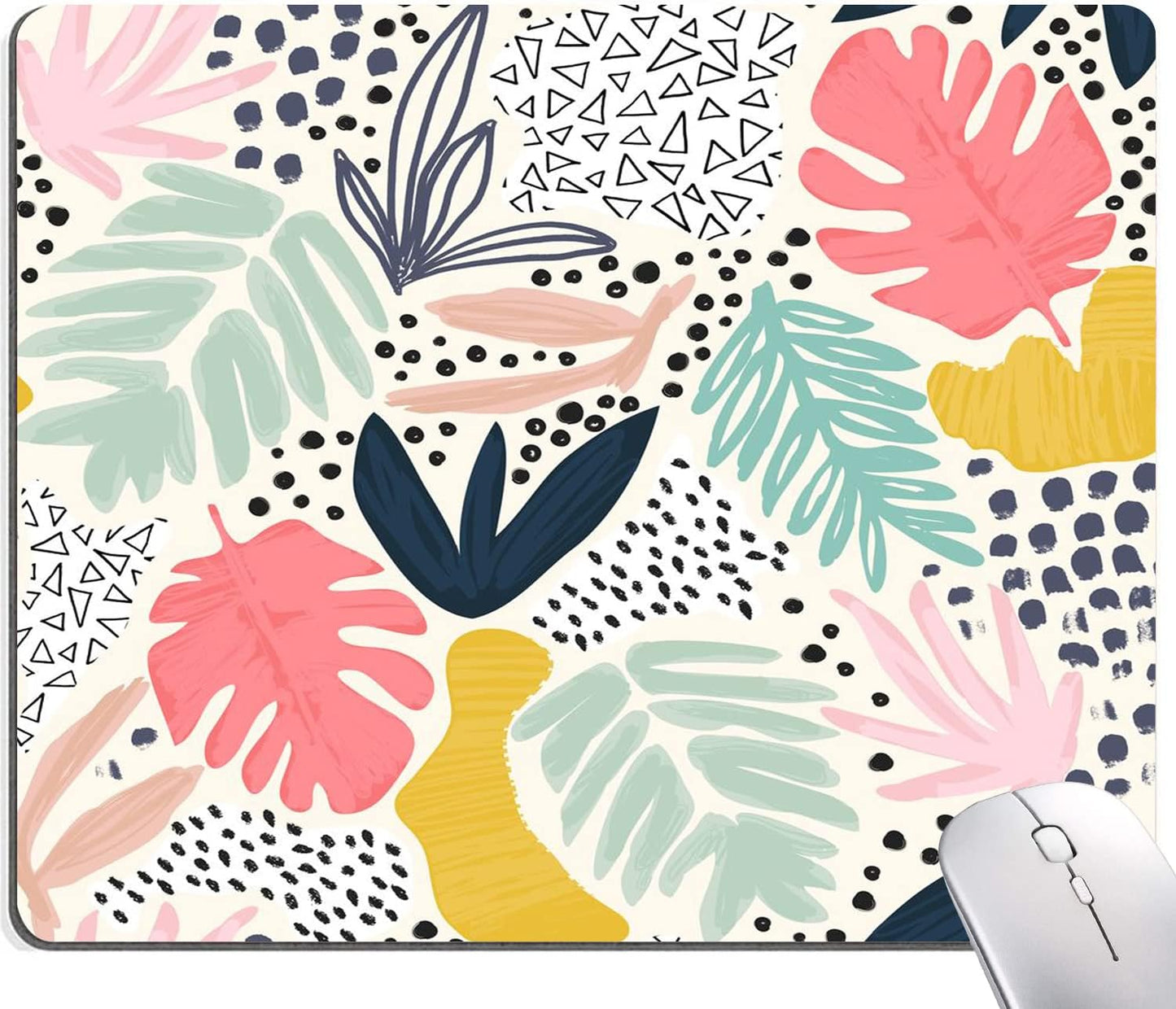 Mouse Pad, Colorful Palm Tropical Plants Mouse Pad, Square Waterproof Cute Mousepad Non-Slip Rubber Base Wireless Mouse Pads for Computer Office Laptop, Gaming Mouse Pads for Desk, Leaves