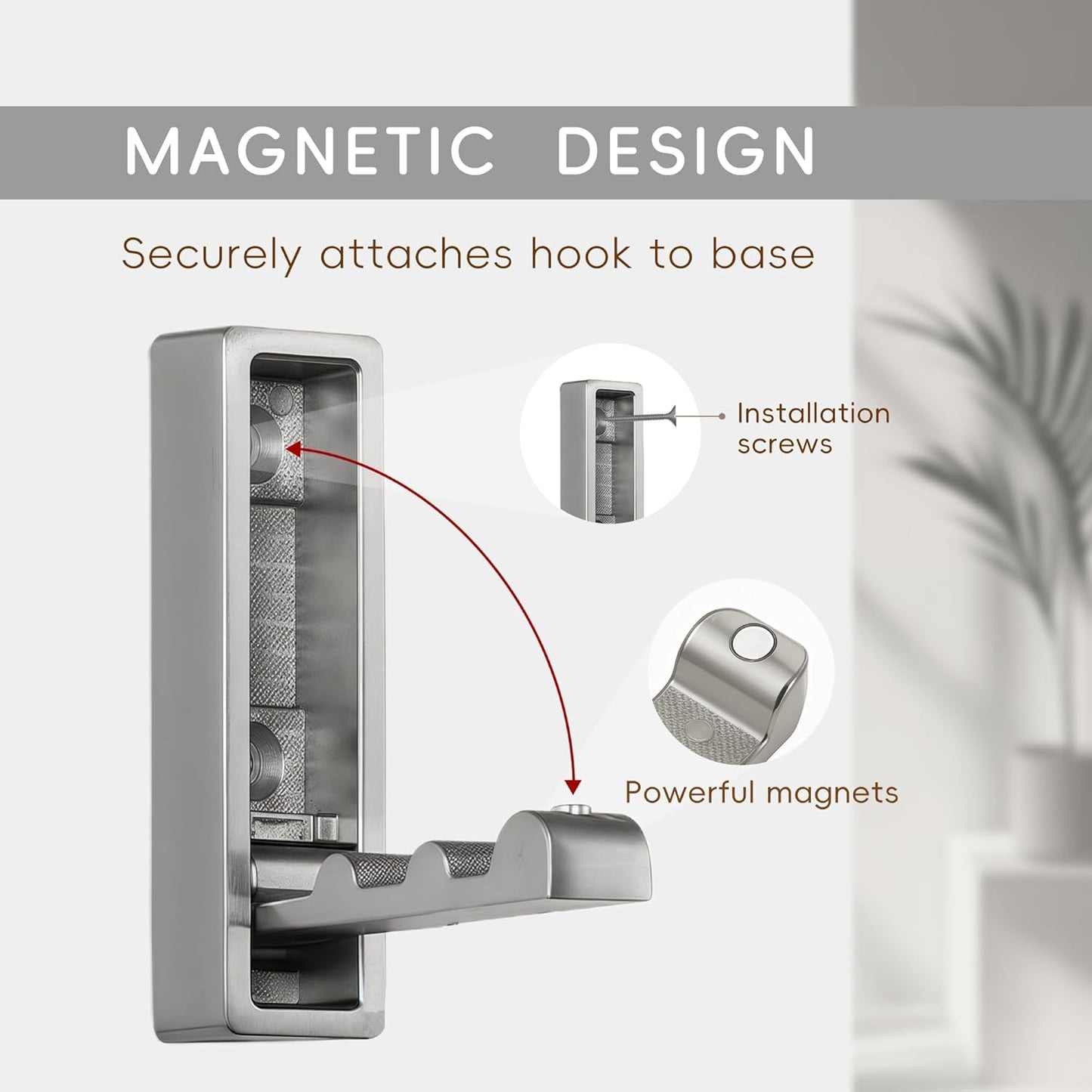 Folding Wall Hooks,4 Pack Rustproof Zinc Alloy Folding Coat Hooks,Heavy Duty Foldable Gold Wall Hooks for Hanging Clothes,Hat,Towel,Bathrobe,Key,Bag,Backpack (Brushed Nickel)