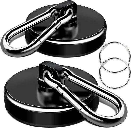 LOVIMAG Strong Magnets with Hooks, 200LBS+ Heavy Duty Magnets with Epoxy Coating for Cruise, Magnetic Hooks with Swivel Carabiner Hook, Powerful Neodymium Magnet for Hanging, Kitchen,Garage-2 Pcs