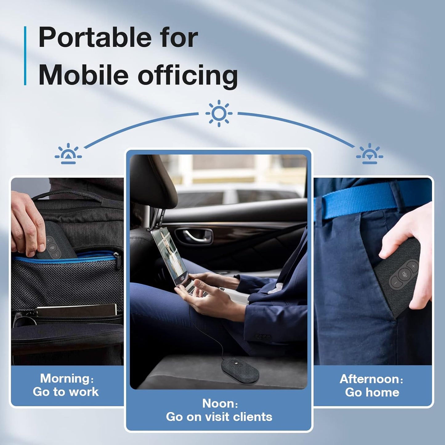 USB Speakerphone, Conference Computer Speakers with Microphone for Home Office Calls, 360 Degree Enhanced Voice Pickup, Noise Reduction, Echo Cancellation, Compatible with Zoom, Teams, Skype