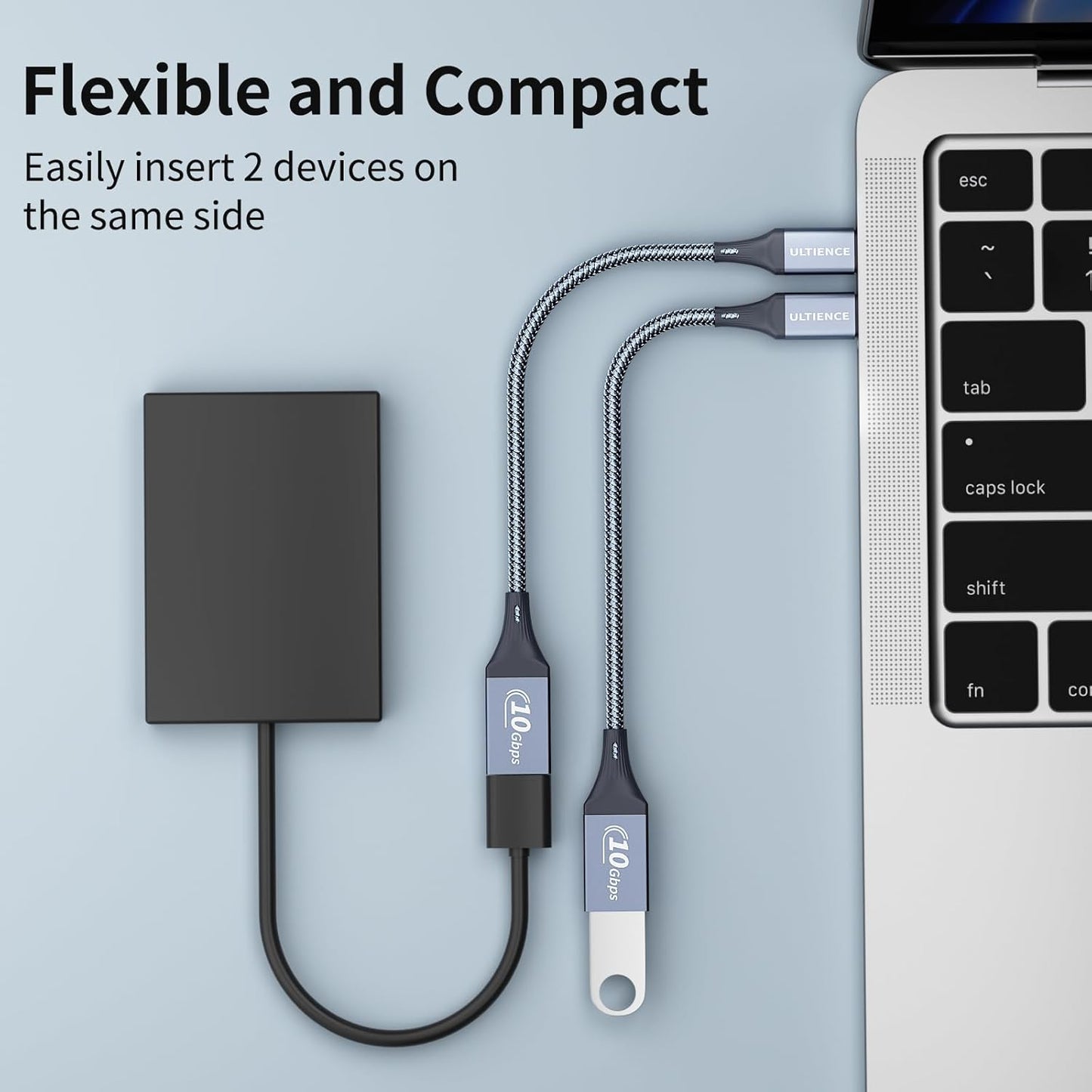 USB C to USB Adapter 2 Pack: USB Female to USB C Male OTG Cable - 10Gbps SuperSpeed Data Transfer for MacBook Pro/iPad Air, iPhone 16 15 Pro Max (0.59ft, Grey)