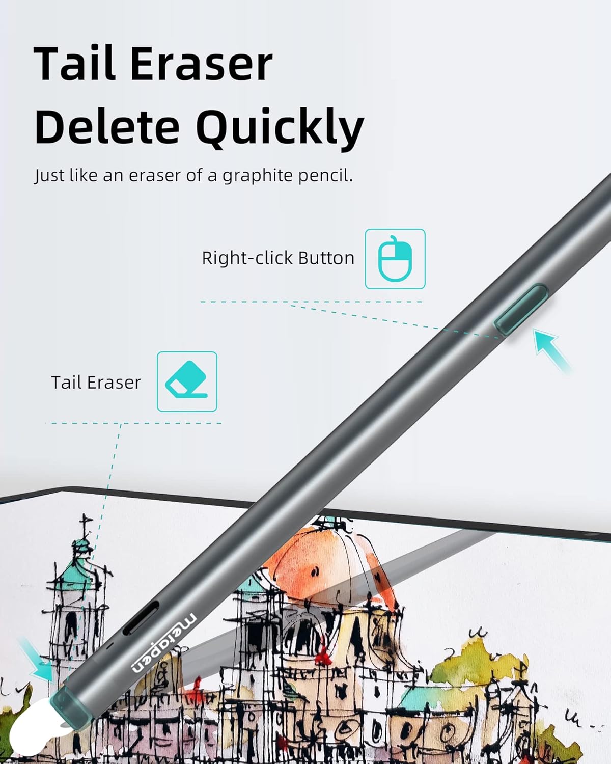 Metapen Stylus Pen M2 for Surface (Premium, 4096 Finest Control, Eraser End) - Compatible with Surface Pro 7//8/9/X//10/11/Book 3/Laptop 4/Studio 2, ASUS VivoBook Flip 14, for Creators,Students,Doers