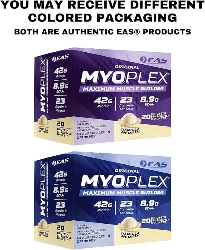 Experimental & Applied Sciences EAS Original Myoplex Maximum Muscle Builder|Meal Replacement Protein Drink Mix|Quality Protein Blend |42g Protein | 20 Individual Packets (Chocolate Peanut Butter Cup)